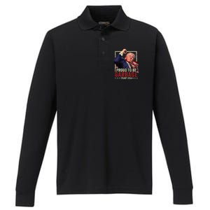 Trump 2024 Election Proud To Be Garbage Vote Trump President Performance Long Sleeve Polo