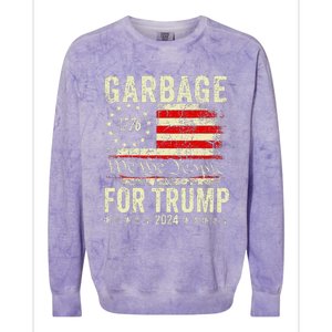 Trump 2024 Election Garbage Vote For Trump President Us Flag Colorblast Crewneck Sweatshirt