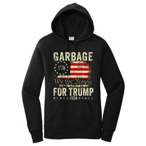 Trump 2024 Election Garbage Vote For Trump President Us Flag Women's Pullover Hoodie