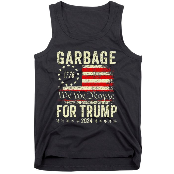 Trump 2024 Election Garbage Vote For Trump President Us Flag Tank Top