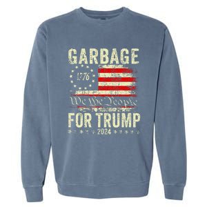 Trump 2024 Election Garbage Vote For Trump President Us Flag Garment-Dyed Sweatshirt