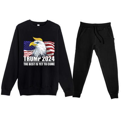 Trump 2024 Eagle Usa Flag Donald Trump Elections 2024 Gift Premium Crewneck Sweatsuit Set