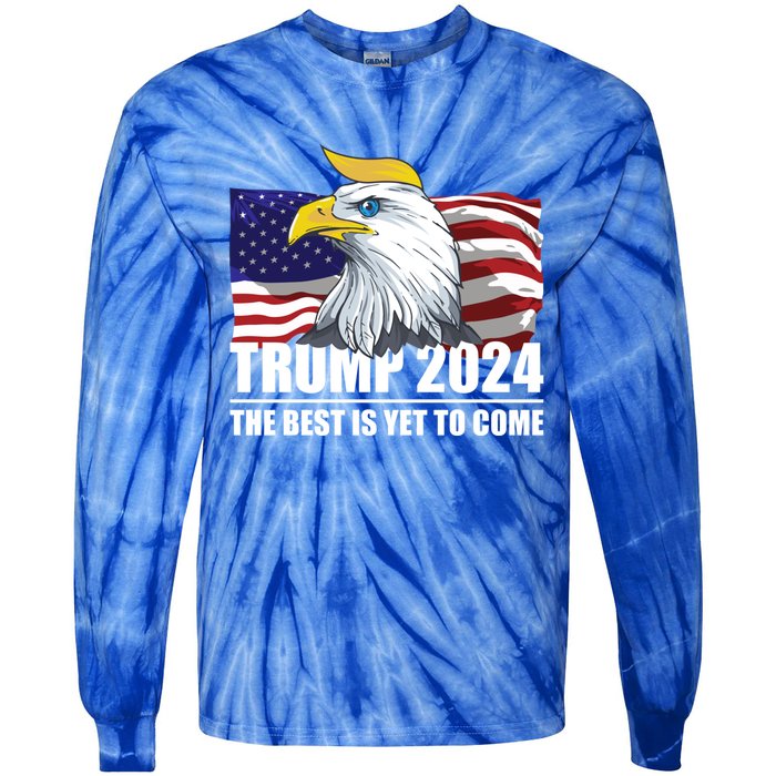 Trump 2024 Eagle Usa Flag Donald Trump Elections 2024 Gift Tie-Dye Long Sleeve Shirt