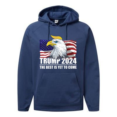 Trump 2024 Eagle Usa Flag Donald Trump Elections 2024 Gift Performance Fleece Hoodie