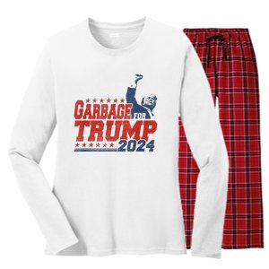 Trump 2024 Election Proud To Be Garbage Vote Trump President Women's Long Sleeve Flannel Pajama Set 