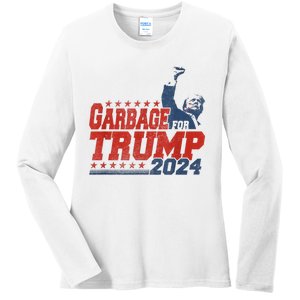 Trump 2024 Election Proud To Be Garbage Vote Trump President Ladies Long Sleeve Shirt