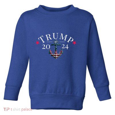 Trump 2024 Election American Flag Anchor Gift Toddler Sweatshirt