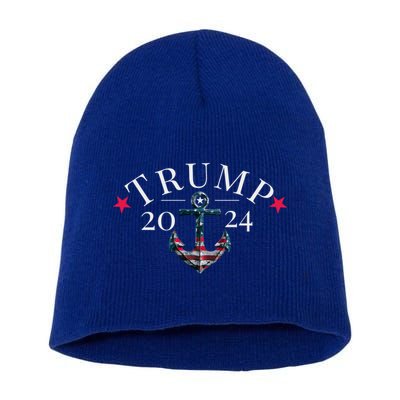 Trump 2024 Election American Flag Anchor Gift Short Acrylic Beanie