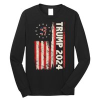 Trump 2024 Election 45 47 Vintage American Flag Long Sleeve Shirt