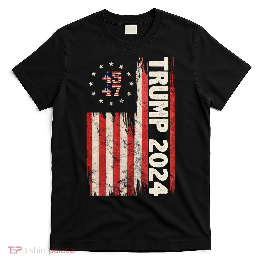 Trump 2024 Election 45 47 Vintage American Flag T-Shirt