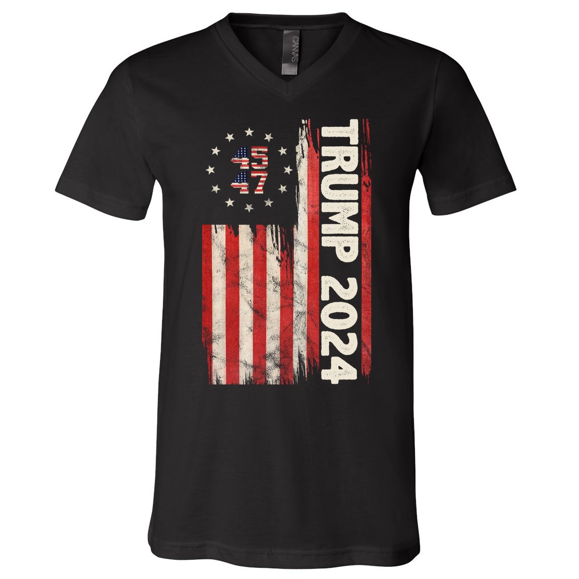 Trump 2024 Election 45 47 Vintage American Flag V-Neck T-Shirt