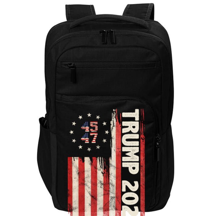 Trump 2024 Election 45 47 Vintage American Flag Impact Tech Backpack