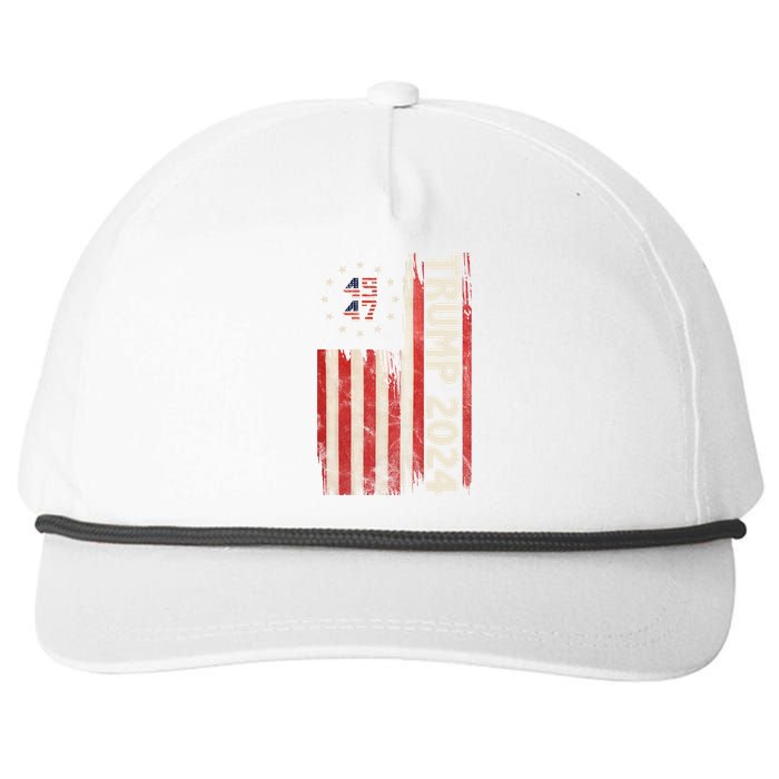 Trump 2024 Election 45 47 Vintage American Flag Snapback Five-Panel Rope Hat