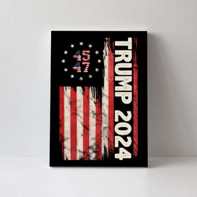 Trump 2024 Election 45 47 Vintage American Flag Canvas