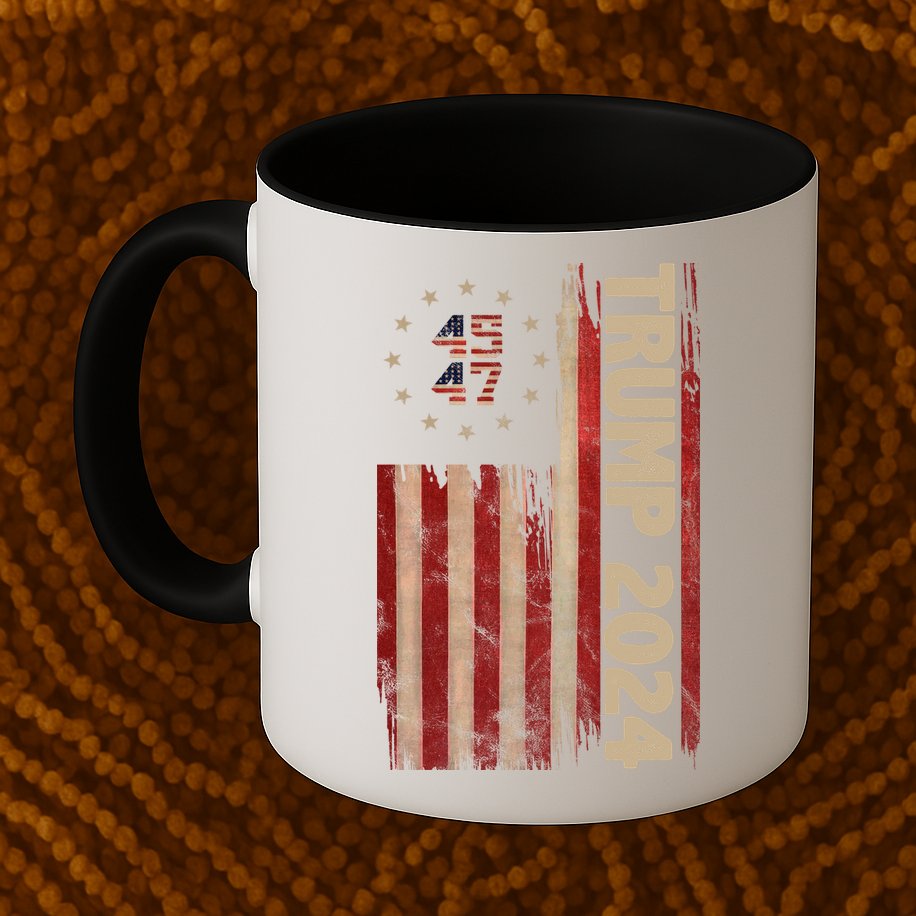 Trump 2024 Election 45 47 Vintage American Flag Mug