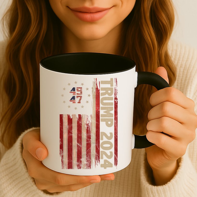 Trump 2024 Election 45 47 Vintage American Flag Mug