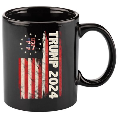 Trump 2024 Election 45 47 Vintage American Flag 11oz C Handle Ceramic Mug