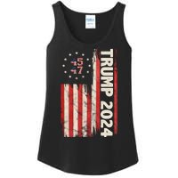 Trump 2024 Election 45 47 Vintage American Flag Ladies Essential Tank