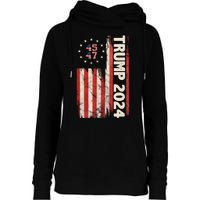 Trump 2024 Election 45 47 Vintage American Flag Womens Funnel Neck Pullover Hood