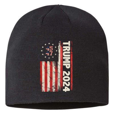 Trump 2024 Election 45 47 Vintage American Flag Sustainable Beanie