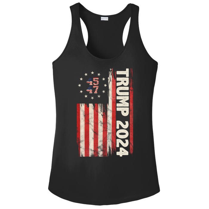 Trump 2024 Election 45 47 Vintage American Flag Ladies PosiCharge Competitor Racerback Tank