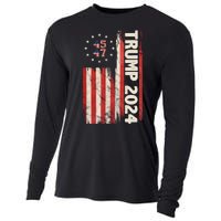 Trump 2024 Election 45 47 Vintage American Flag Cooling Performance Long Sleeve Crew