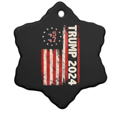 Trump 2024 Election 45 47 Vintage American Flag Ceramic Star Ornament