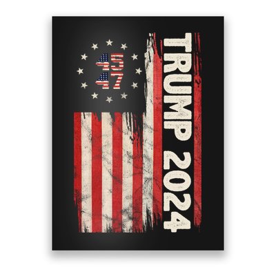 Trump 2024 Election 45 47 Vintage American Flag Poster