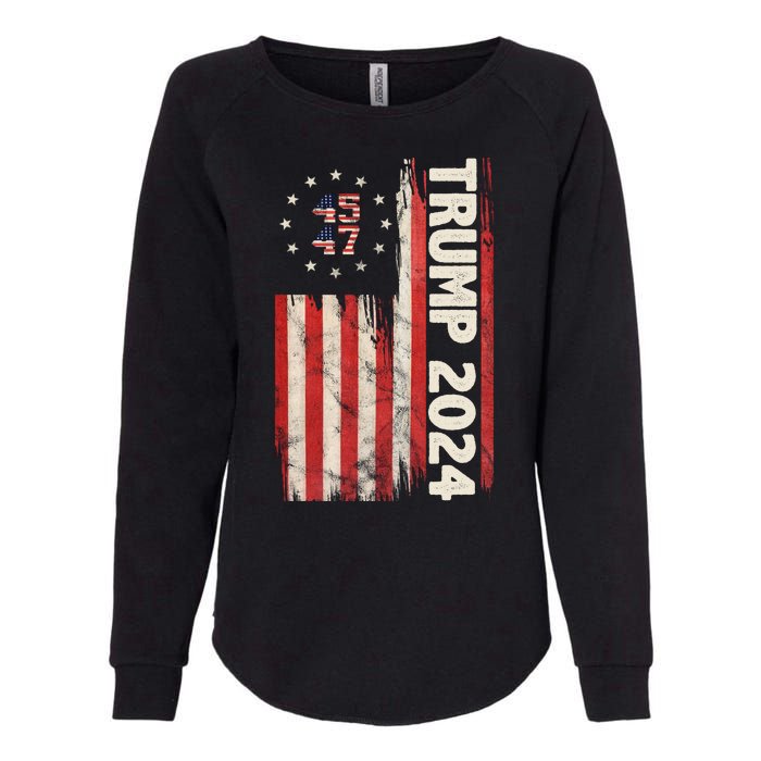 Trump 2024 Election 45 47 Vintage American Flag Womens California Wash Sweatshirt