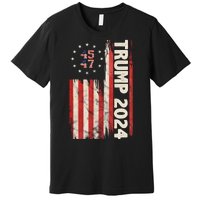 Trump 2024 Election 45 47 Vintage American Flag Premium T-Shirt