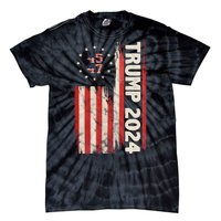 Trump 2024 Election 45 47 Vintage American Flag Tie-Dye T-Shirt