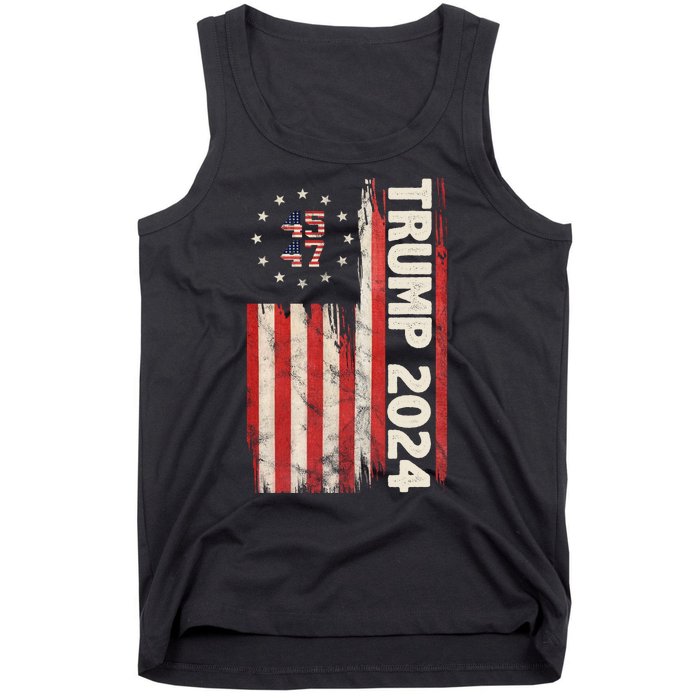 Trump 2024 Election 45 47 Vintage American Flag Tank Top