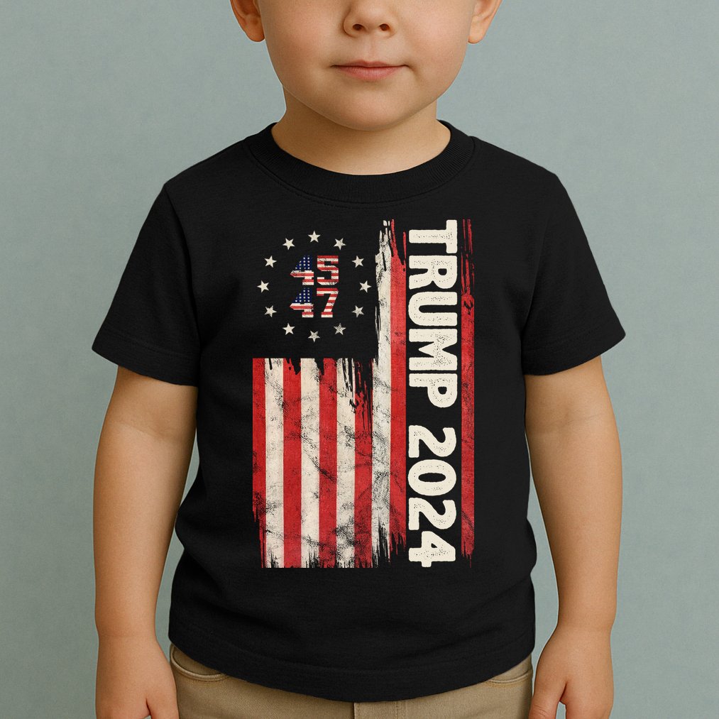 Trump 2024 Election 45 47 Vintage American Flag Toddler T-Shirt