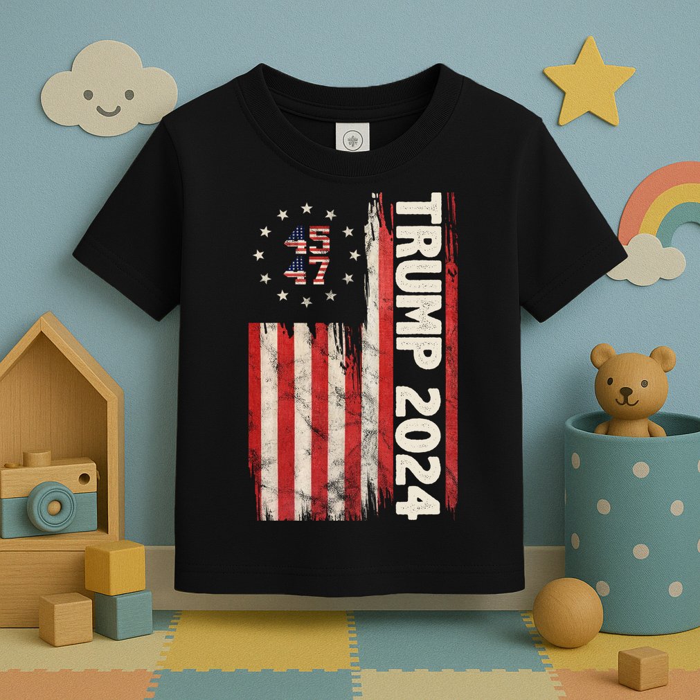 Trump 2024 Election 45 47 Vintage American Flag Toddler T-Shirt