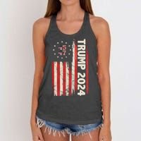 Trump 2024 Election 45 47 Vintage American Flag Women's Knotted Racerback Tank