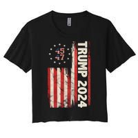 Trump 2024 Election 45 47 Vintage American Flag Women's Crop Top Tee