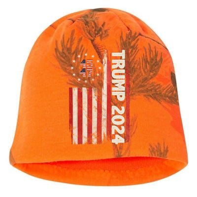 Trump 2024 Election 45 47 Vintage American Flag Kati - Camo Knit Beanie