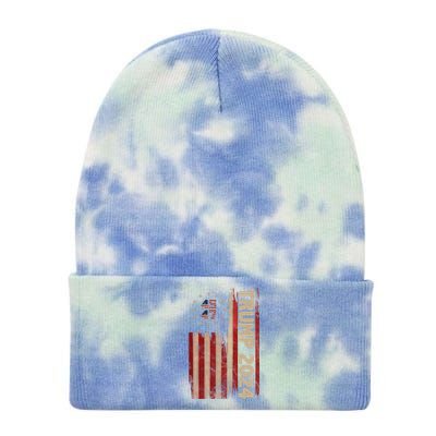 Trump 2024 Election 45 47 Vintage American Flag Tie Dye 12in Knit Beanie