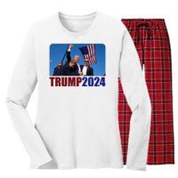 Trump 20247 Election Pennsylvania Rally Shooting Women's Long Sleeve Flannel Pajama Set 