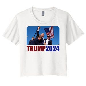 Trump 20247 Election Pennsylvania Rally Shooting Women's Crop Top Tee