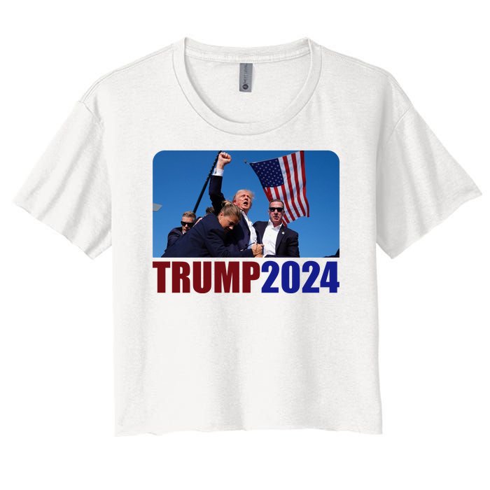 Trump 20247 Election Pennsylvania Rally Shooting Women's Crop Top Tee