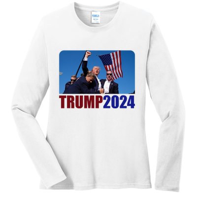 Trump 20247 Election Pennsylvania Rally Shooting Ladies Long Sleeve Shirt