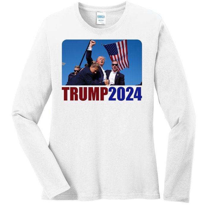 Trump 20247 Election Pennsylvania Rally Shooting Ladies Long Sleeve Shirt