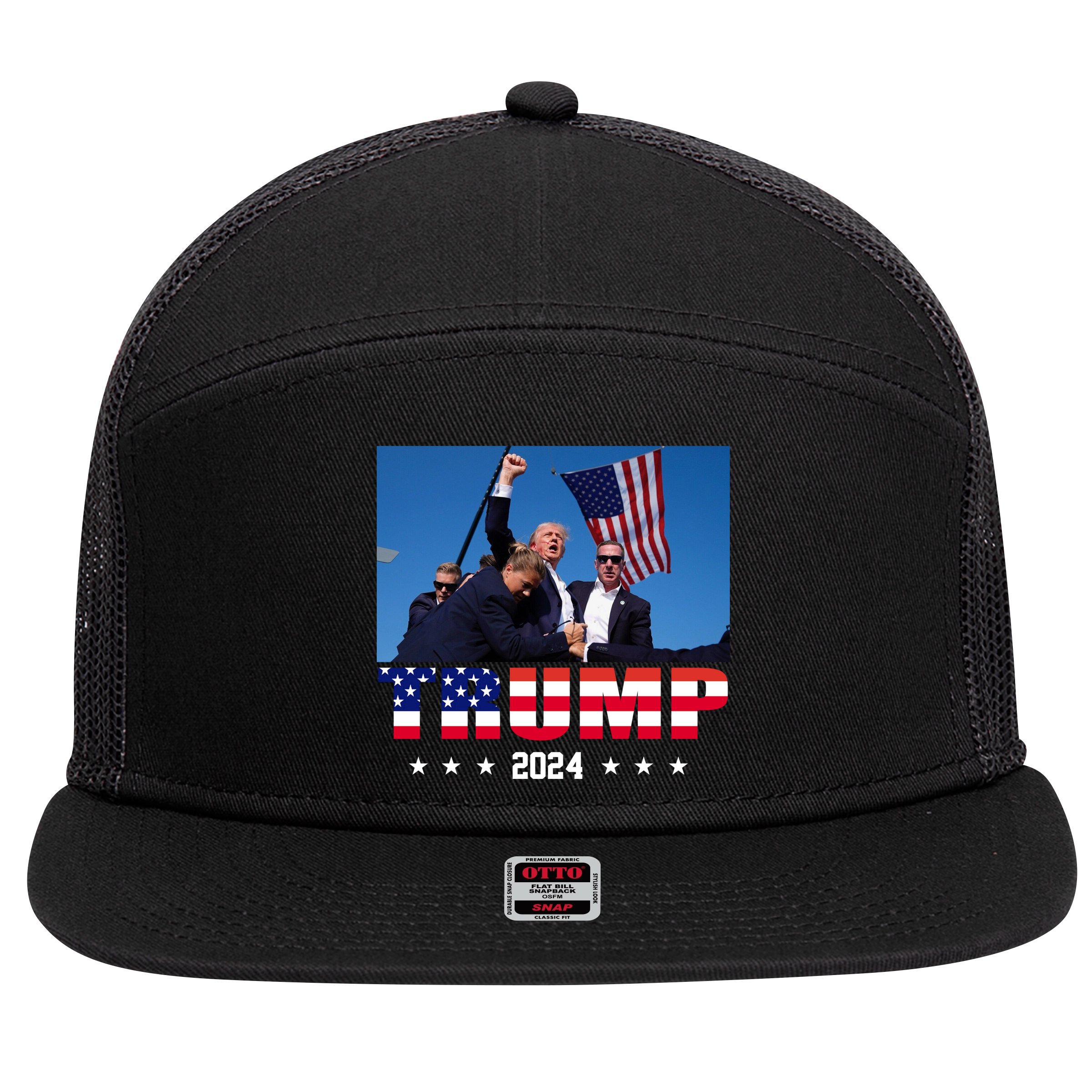 Trump 2024 Election Rally Photo Shooting Pennsylvania 7 Panel Mesh Trucker Snapback Hat