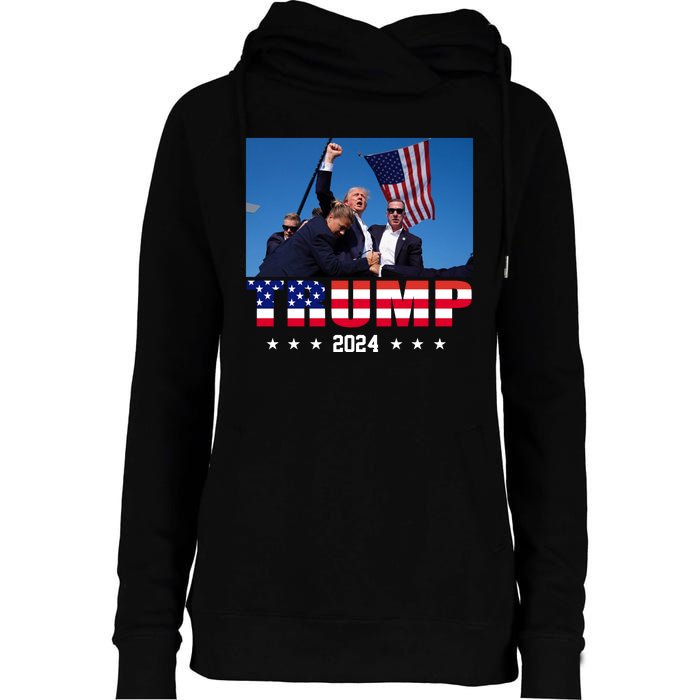 Trump 2024 Election Rally Photo Shooting Pennsylvania Womens Funnel Neck Pullover Hood