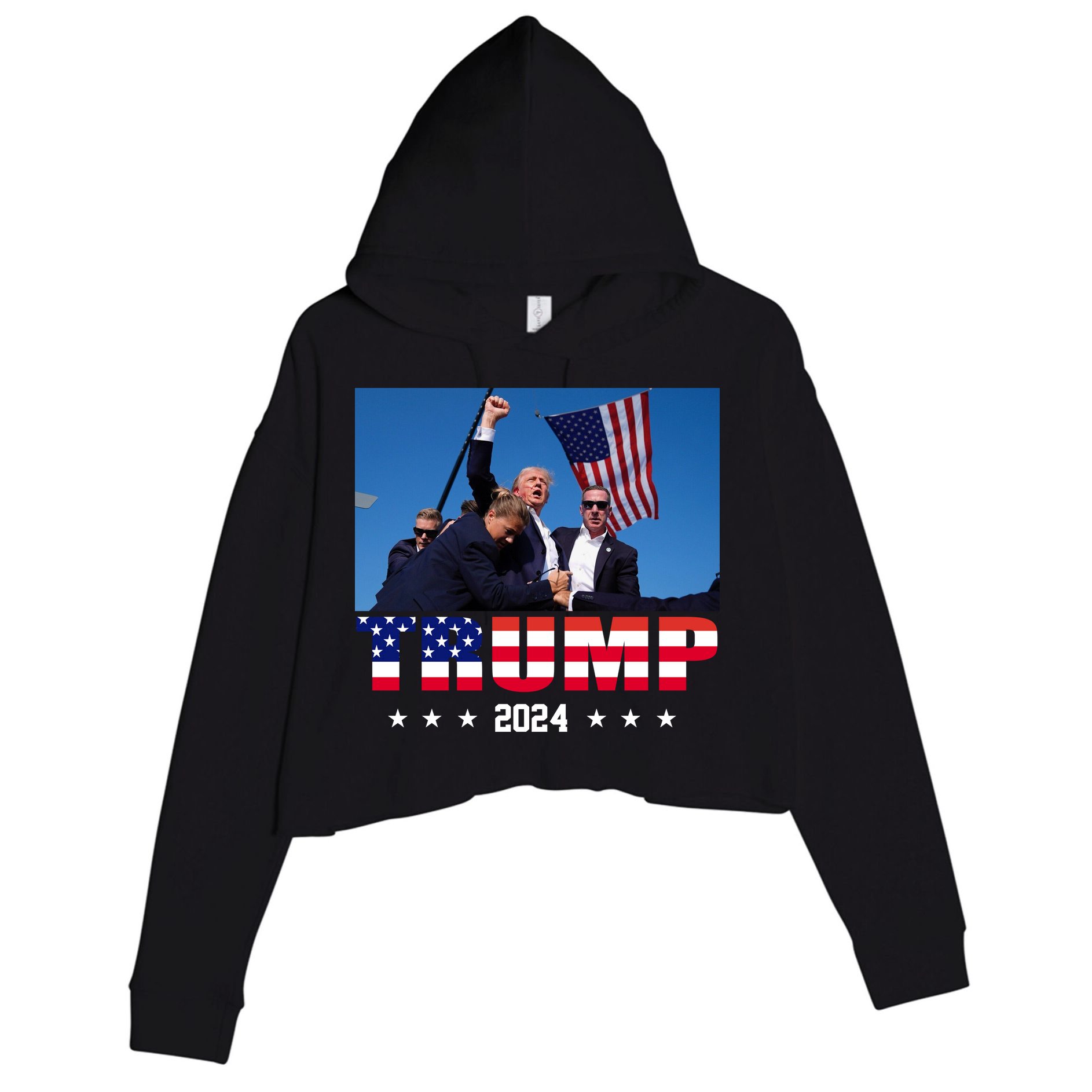 Trump 2024 Election Rally Photo Shooting Pennsylvania Crop Fleece Hoodie