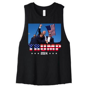 Trump 2024 Election Rally Photo Shooting Pennsylvania Women's Racerback Cropped Tank