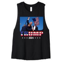 Trump 2024 Election Rally Photo Shooting Pennsylvania Women's Racerback Cropped Tank