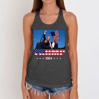 Trump 2024 Election Rally Photo Shooting Pennsylvania Women's Knotted Racerback Tank