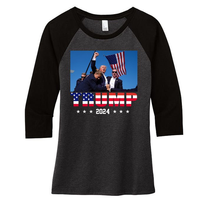 Trump 2024 Election Rally Photo Shooting Pennsylvania Women's Tri-Blend 3/4-Sleeve Raglan Shirt